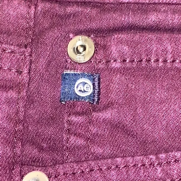 AG Adriano Goldschmied Size 28R The Stevie Ankle Slim Straight Leg Burgundy Jean - Picture 8 of 16